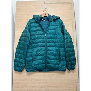 Falconeri Teal Green Hooded Puffer Jacket Knit Lined Size S Mens
